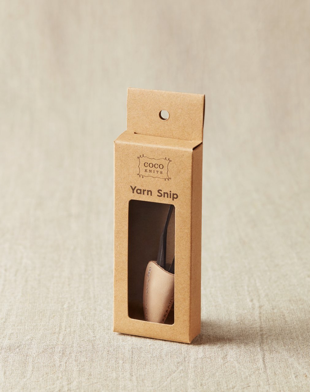 CocoKnits yarn and thread snip in its retail box