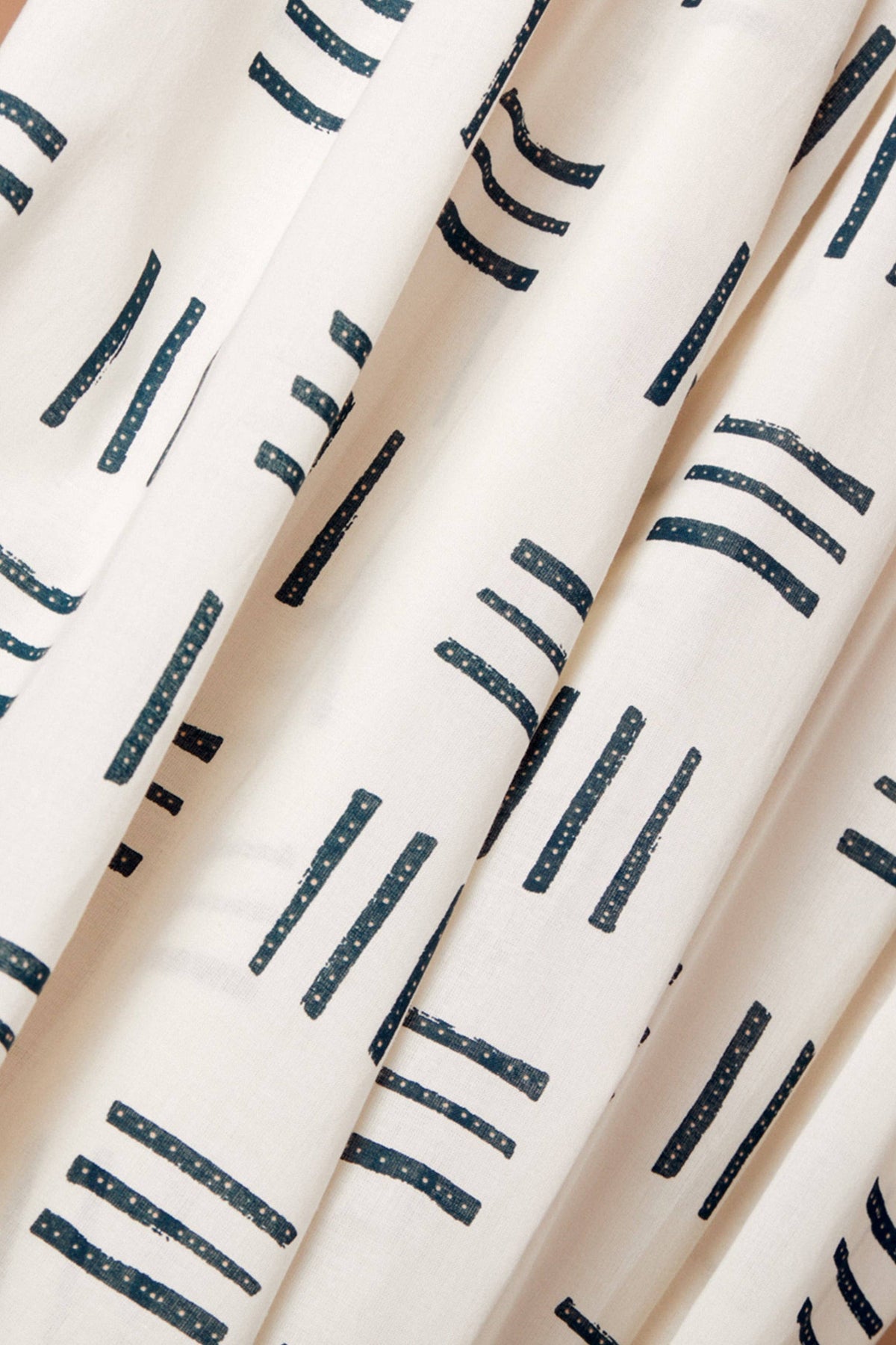 Atelier Brunette Charcoal and Cream Geo gauze folded on white