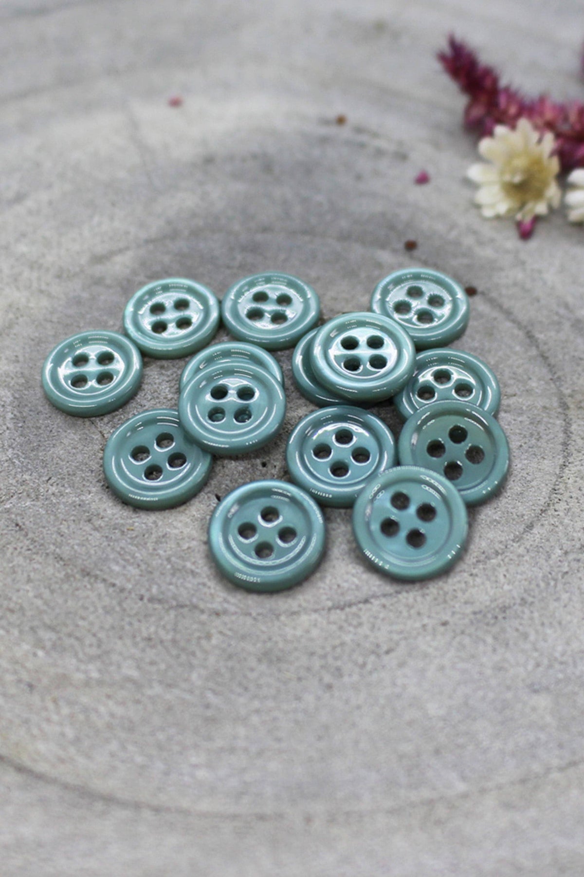Atelier Brunette Bliss buttons in Cactus, sage green 4-hole sewing buttons, pack of 10