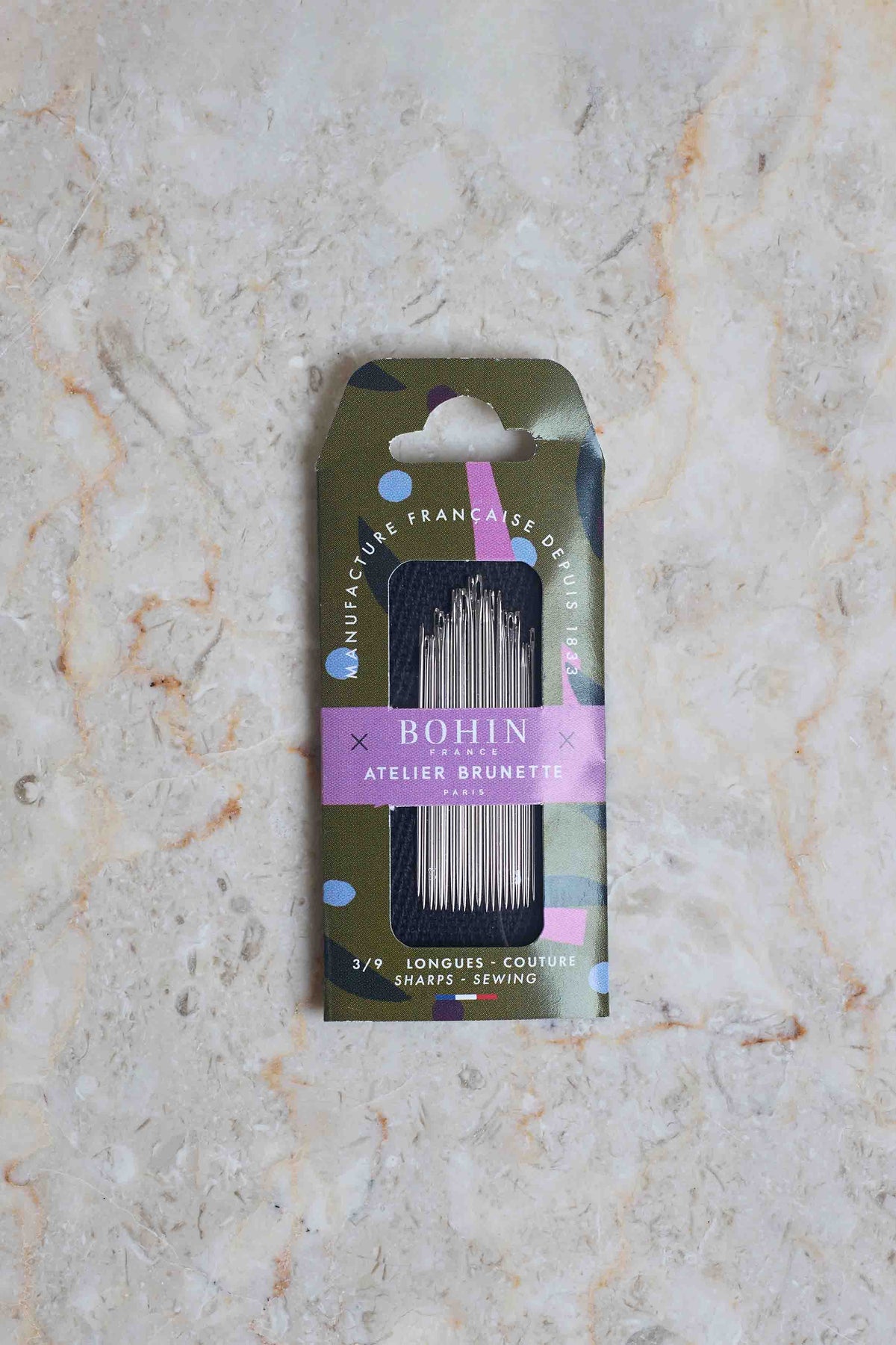 Atelier Brunette Java Ivy Green hand sewing needles by Bohin, pack of 10