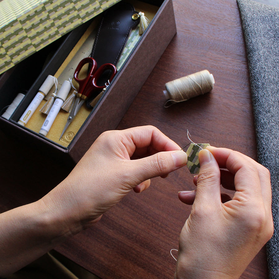 Cohana Haibara chiyogami needle threader, threading embroidery floss