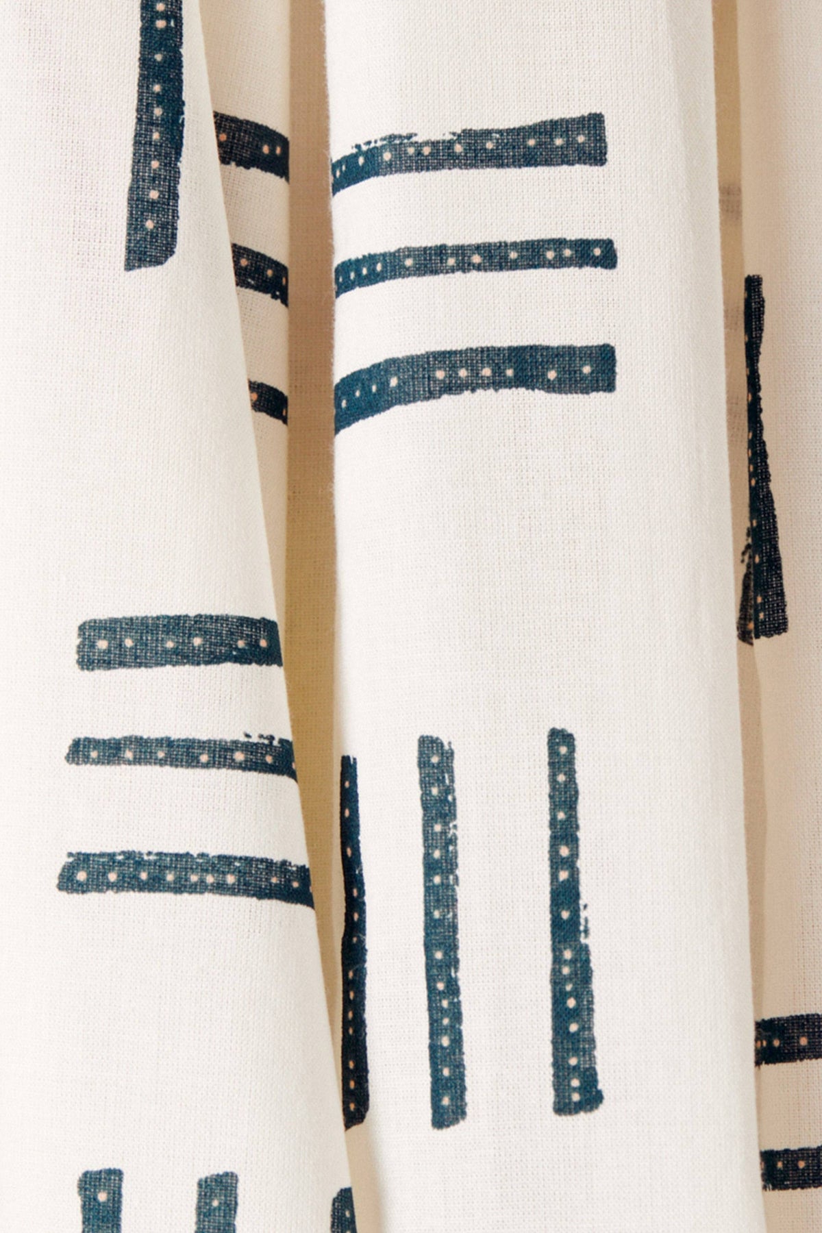 Atelier Brunette Charcoal and Cream Geo cotton gauze close-up