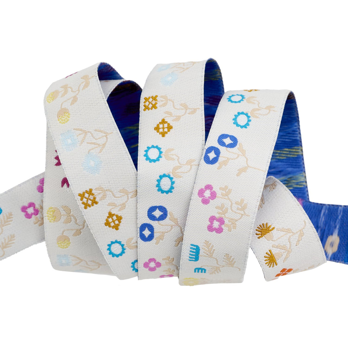 Renaissance Ribbons Salutations Funky Flowers ribbon, 7/8 inch, floral jacquard trim