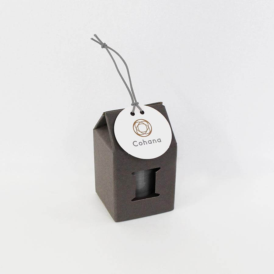 Cohana Hasami magnetic pin holder, with a blue cord, side view