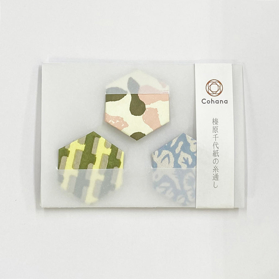 Cohana Haibara chiyogami needle threader, in blue paper