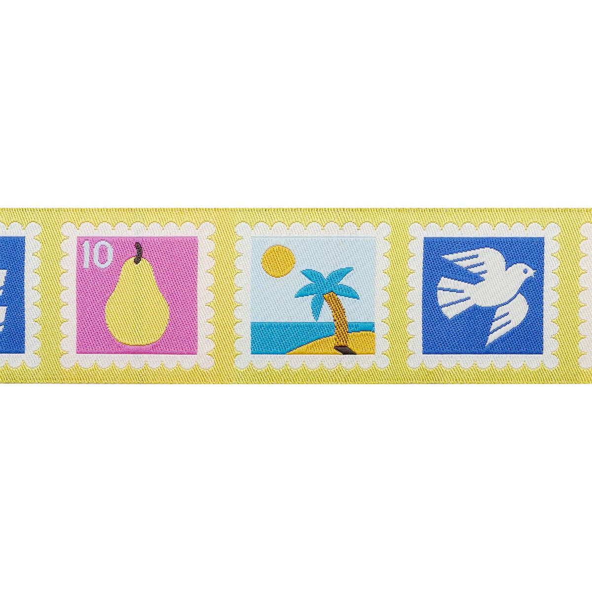 Salutations Postage ribbon by Renaissance Ribbons, flat length view