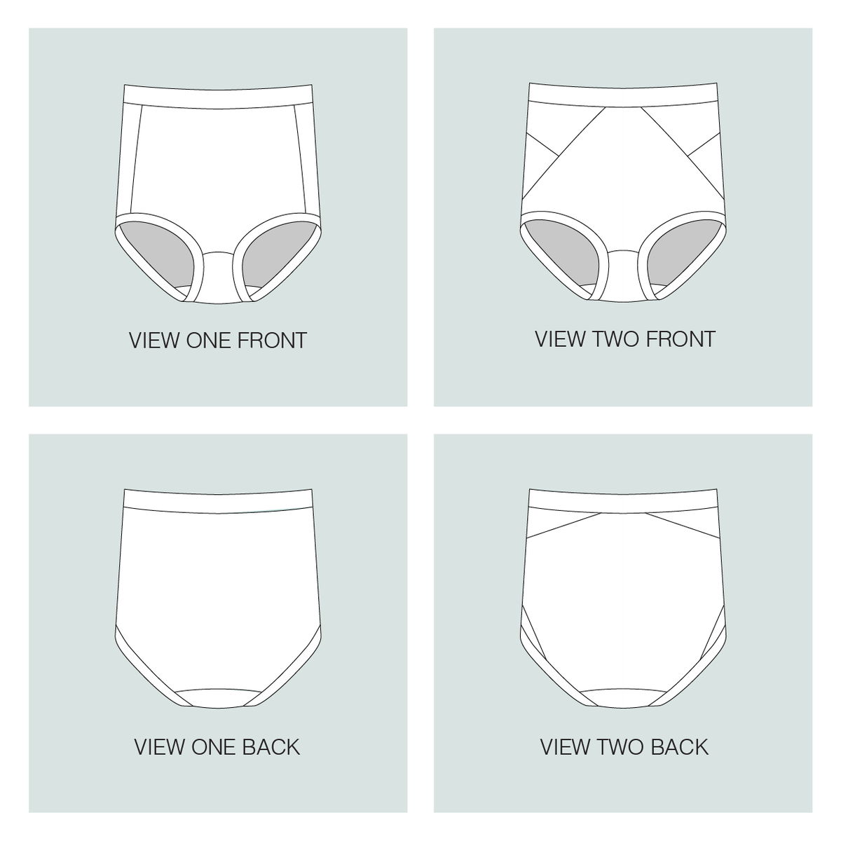 Sophie Hines Median Knickers sewing pattern line drawings of the underwear views
