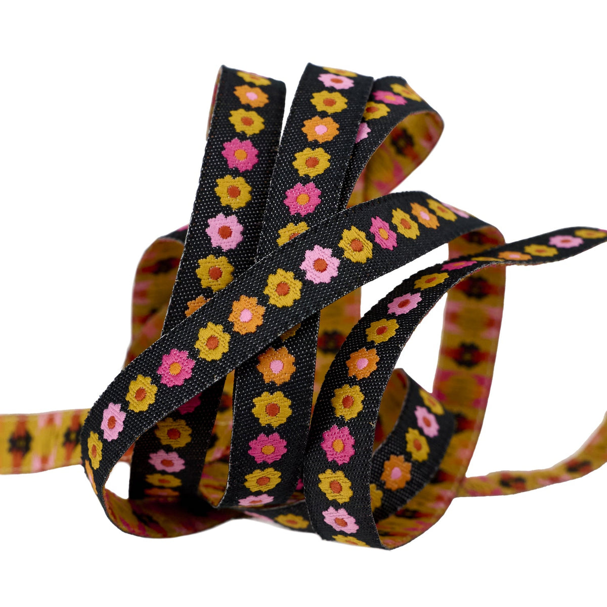 Renaissance Ribbons Ooh Lucky Lucky Garland ribbon in black, 3/8 inch, unspooled