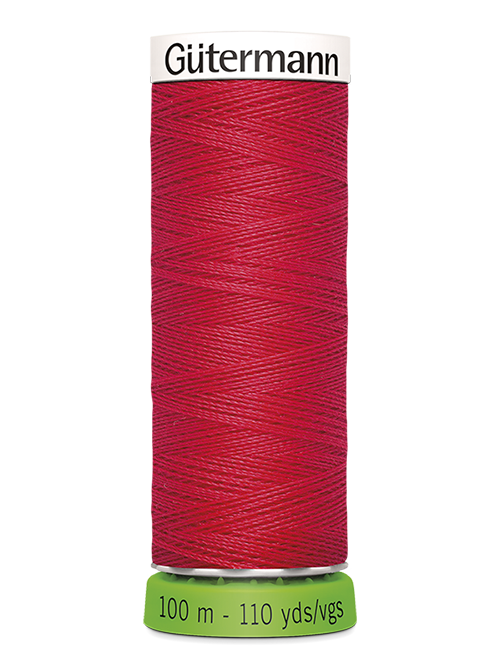 Gütermann Sew-all 100% recycled polyester sewing thread, one 100 m spool in red color 156, all-purpose thread for garment sewing
