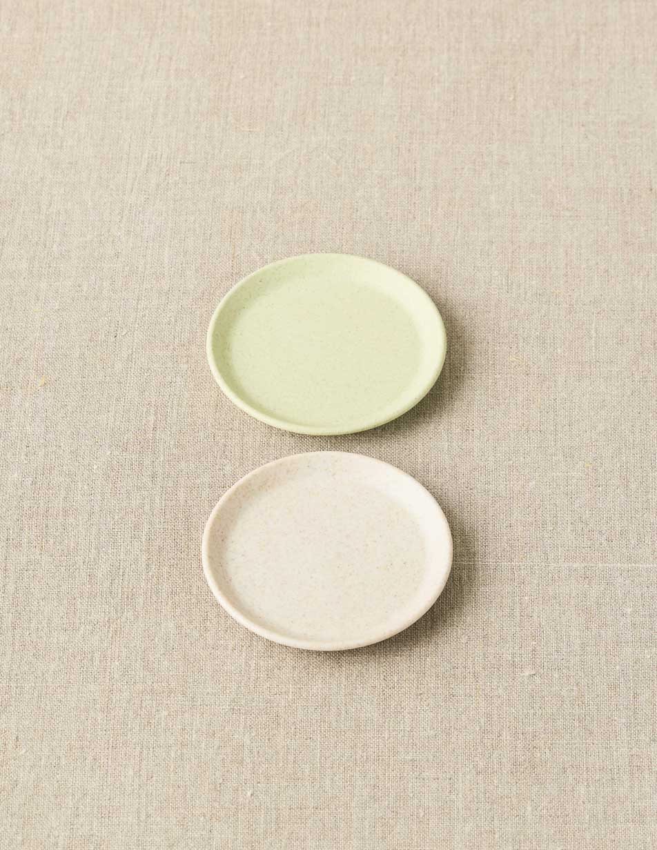 CocoKnits notions dish in pale green ceramic, top view