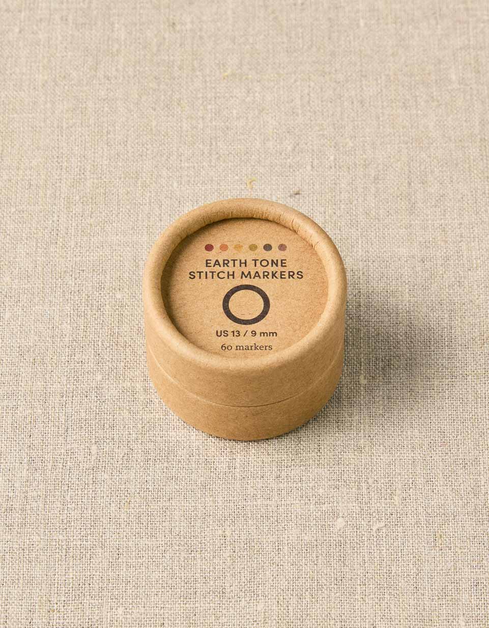 CocoKnits earth tone ring stitch markers wooden storage tin, closed