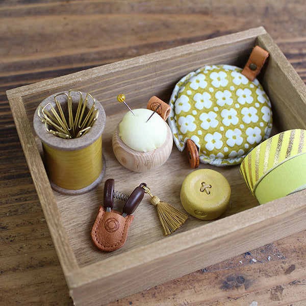 Cohana Hasami magnetic pin holder, in a sewing box with notions