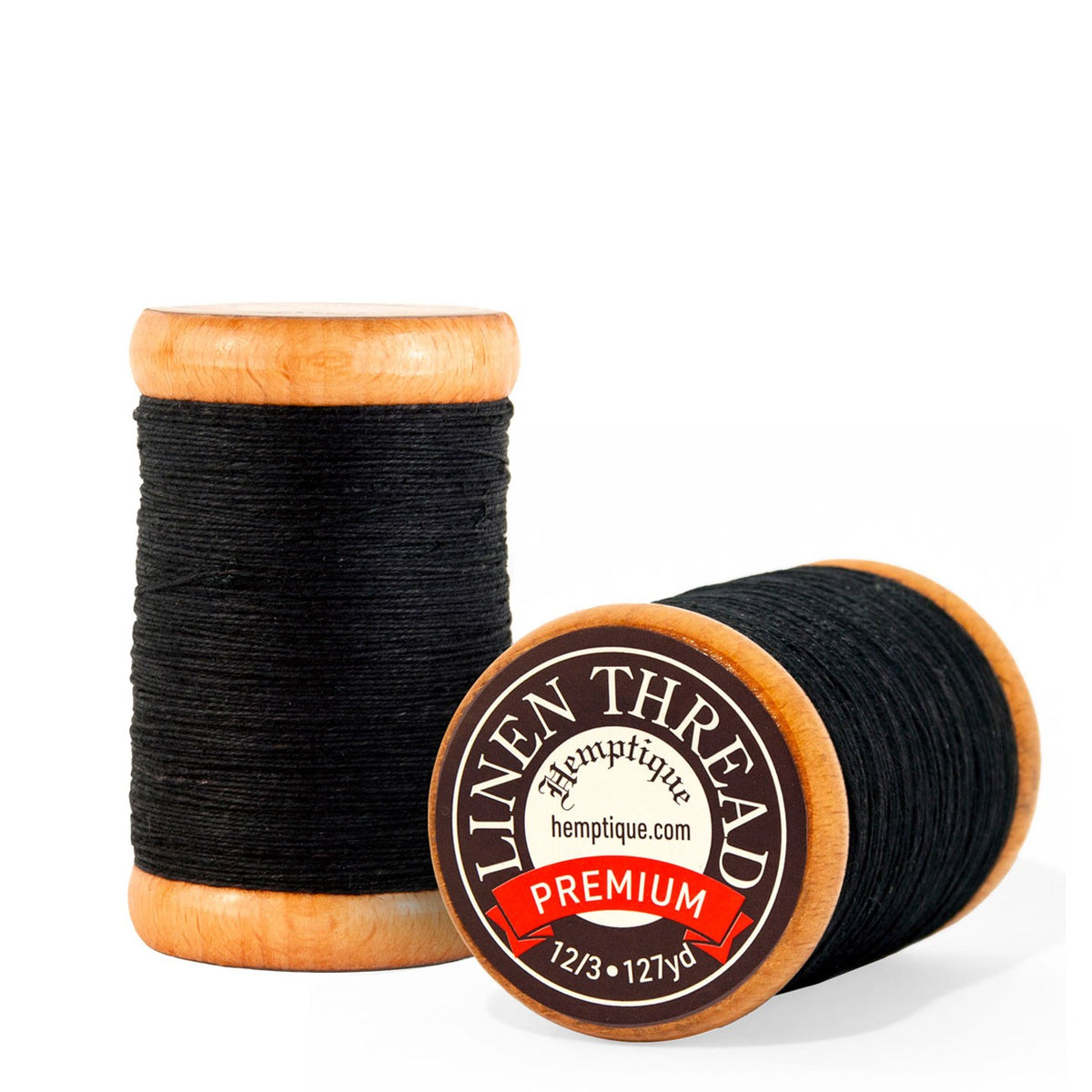Hemptique flax linen thread, 12/3, black spool for hand sewing and bookbinding