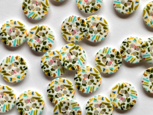 Beige Terrazzo Speckled Buttons