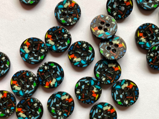 Black Terrazzo Speckled Buttons