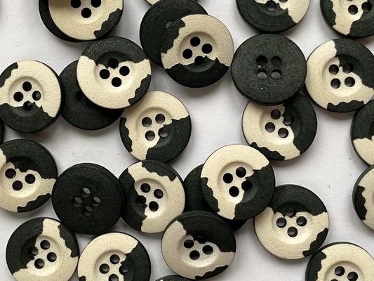 Dark Green & White Cotton Buttons