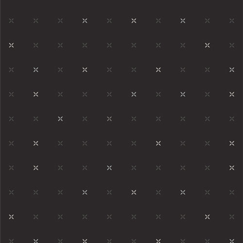 Art Gallery Fabrics Crossed Grid Char yarn-dyed woven cotton linen blend in black with a dot grid