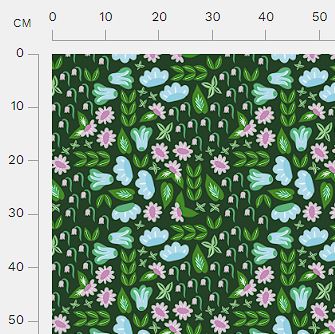 Lakewood print shown against a centimeter ruler for scale