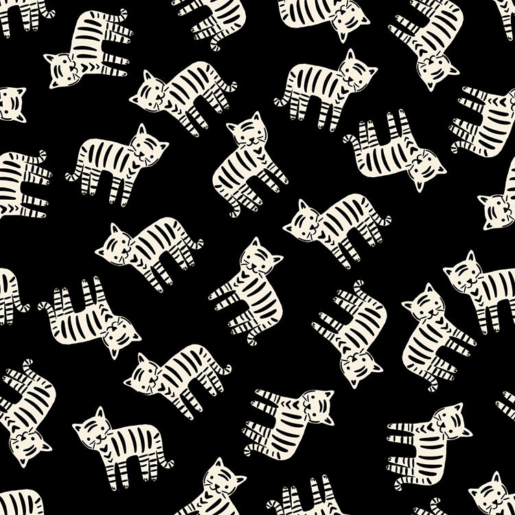 Ruby Star Society 1-800 Calico quilting cotton swatch (RS4166-15), black calico cats, in the layer cake