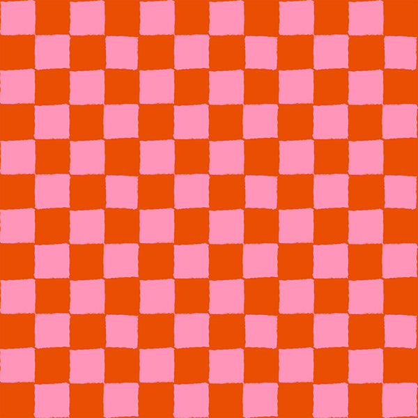 Ruby Star Society 1-800 Calico quilting cotton swatch (RS4167-12), orange and pink check, in the layer cake