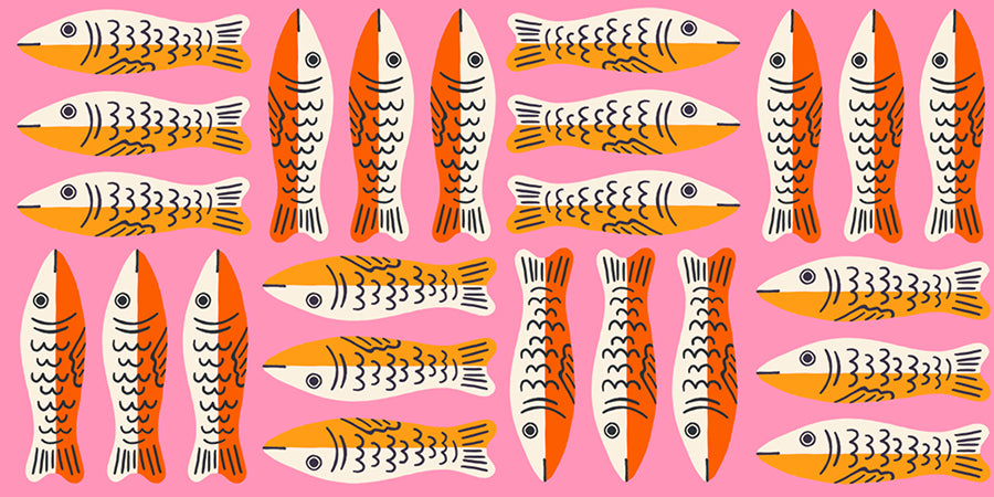 Ruby Star Society 1-800 Calico quilting cotton swatch (RS4168-11), pink envelope stripe, in the layer cake