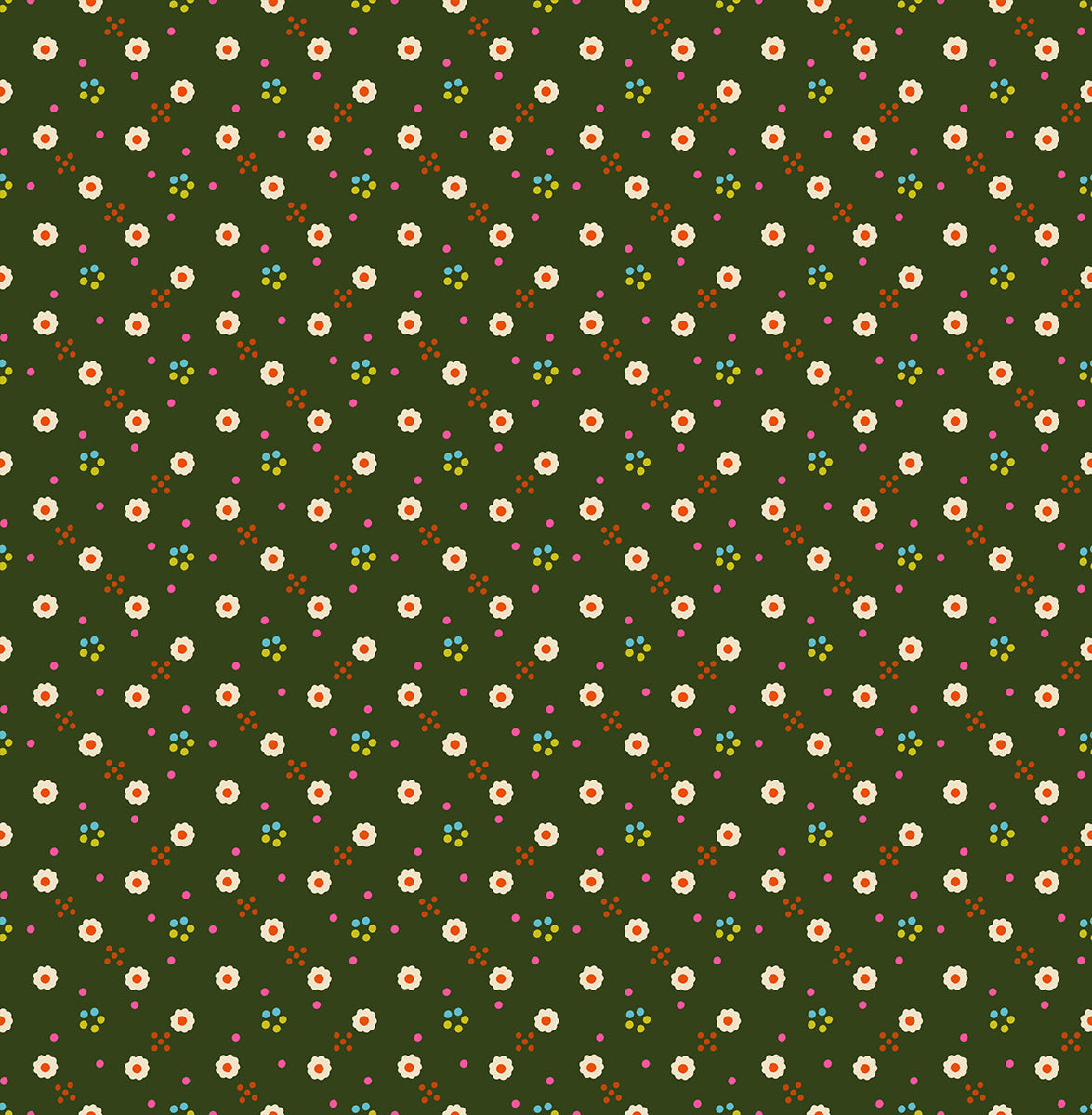 Ruby Star Society 1-800 Calico quilting cotton swatch (RS4170-16), dark green ditsy, in the layer cake
