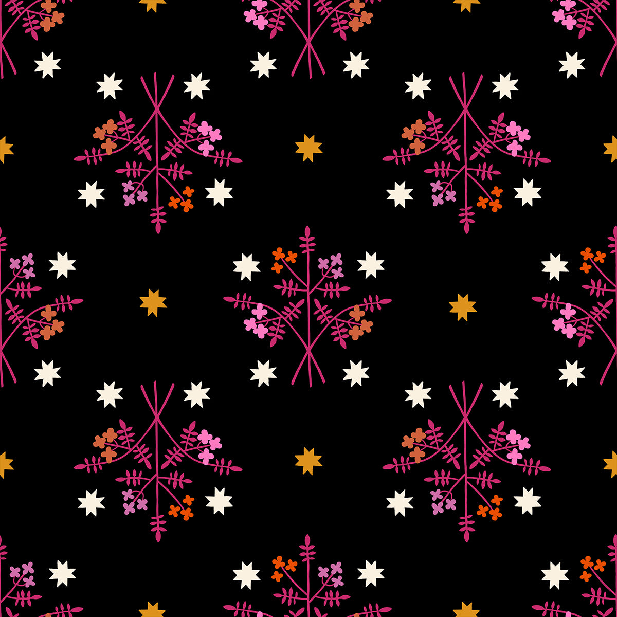 Ruby Star Society 1-800 Calico quilting cotton swatch (RS4171-16), black floral, in the layer cake