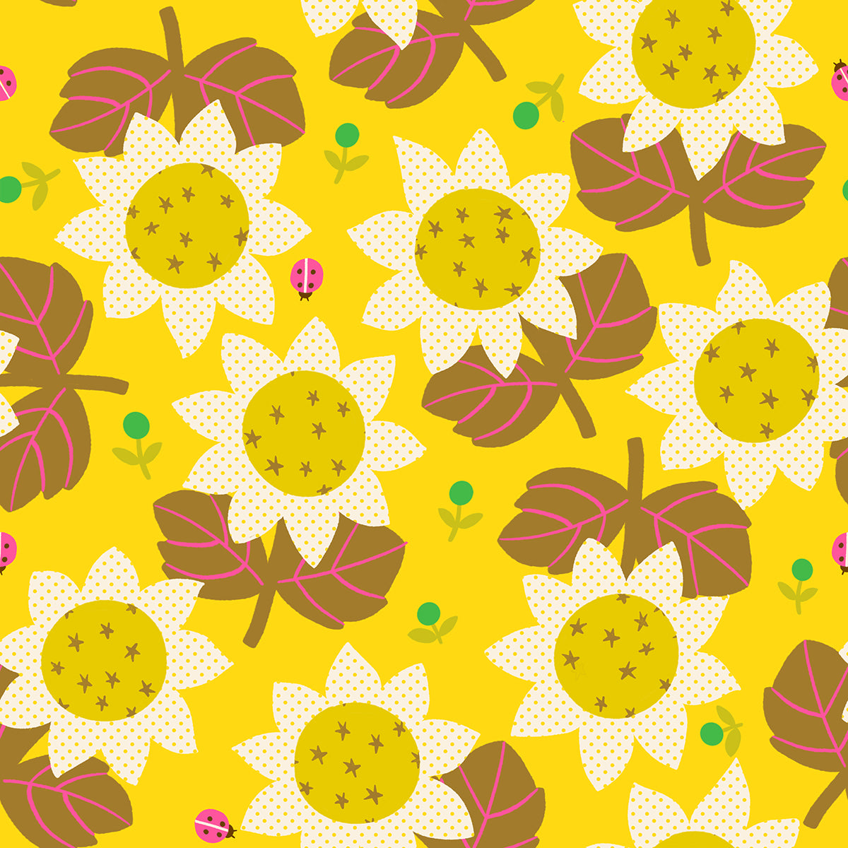Ruby Star Society Daisy Days quilting cotton swatch, Sunflower in Sunshine (RS4173-12), sunflowers on sunny yellow