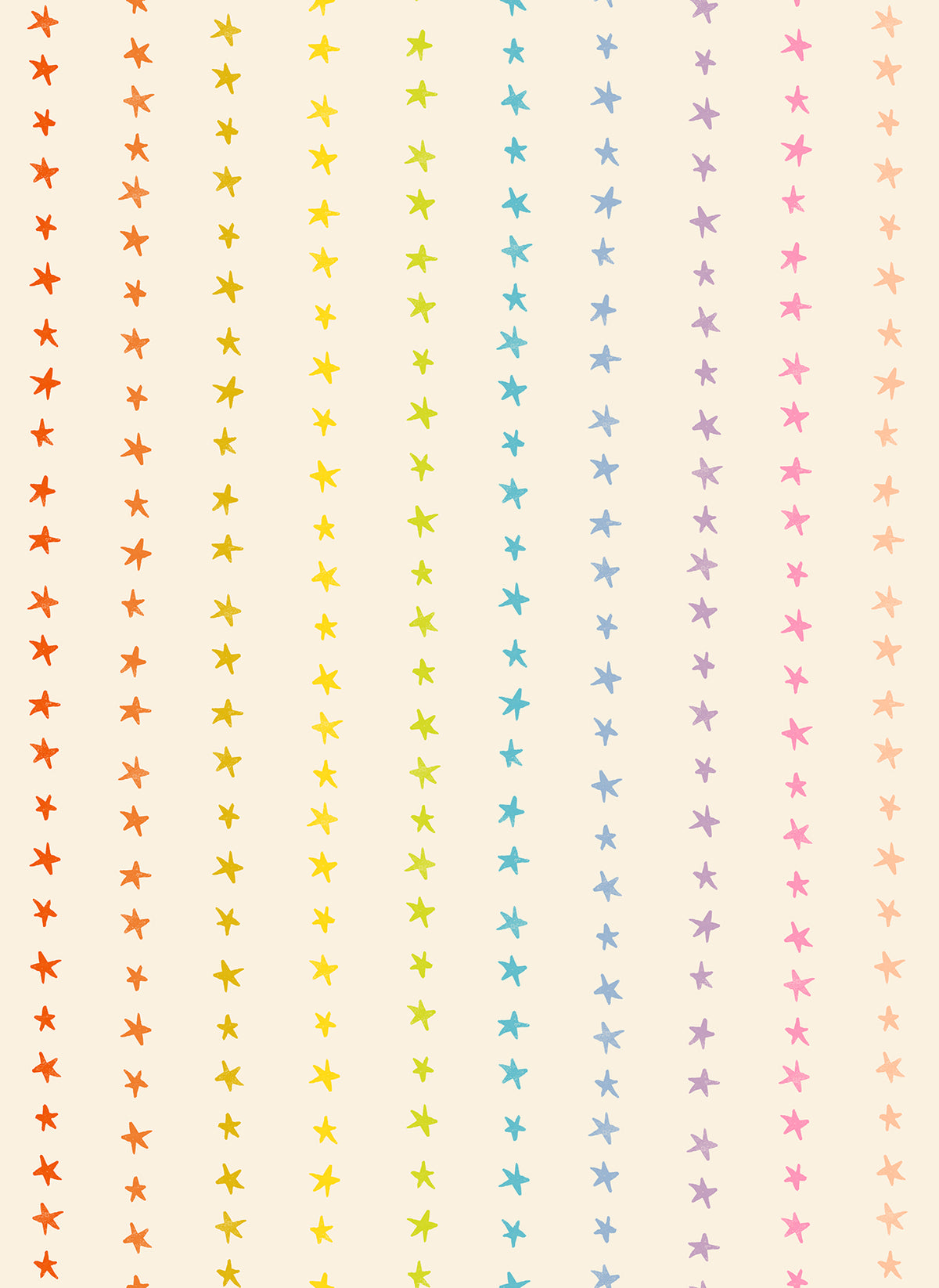 Ruby Star Society Daisy Days quilting cotton swatch, Starry Stripe in Multi on Natural (RS4175-11), tiny rainbow star stripes on cream