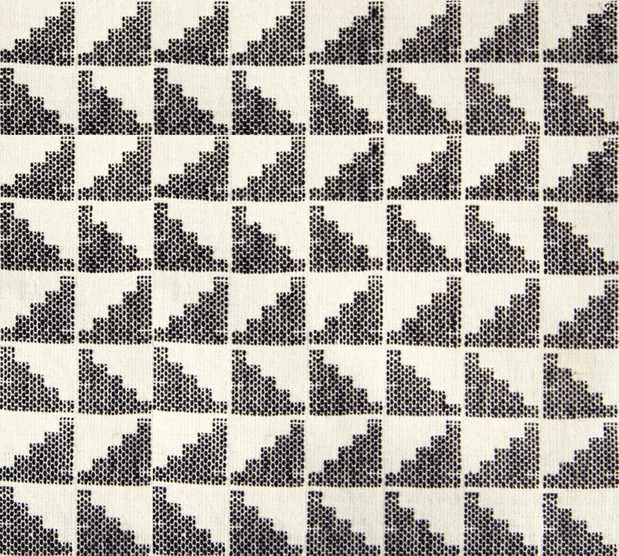 Ruby Star Society Warp and Weft Daisy Days yarn-dyed woven cotton swatch, Polka in Black (RS4182-12), charcoal and white triangle pattern
