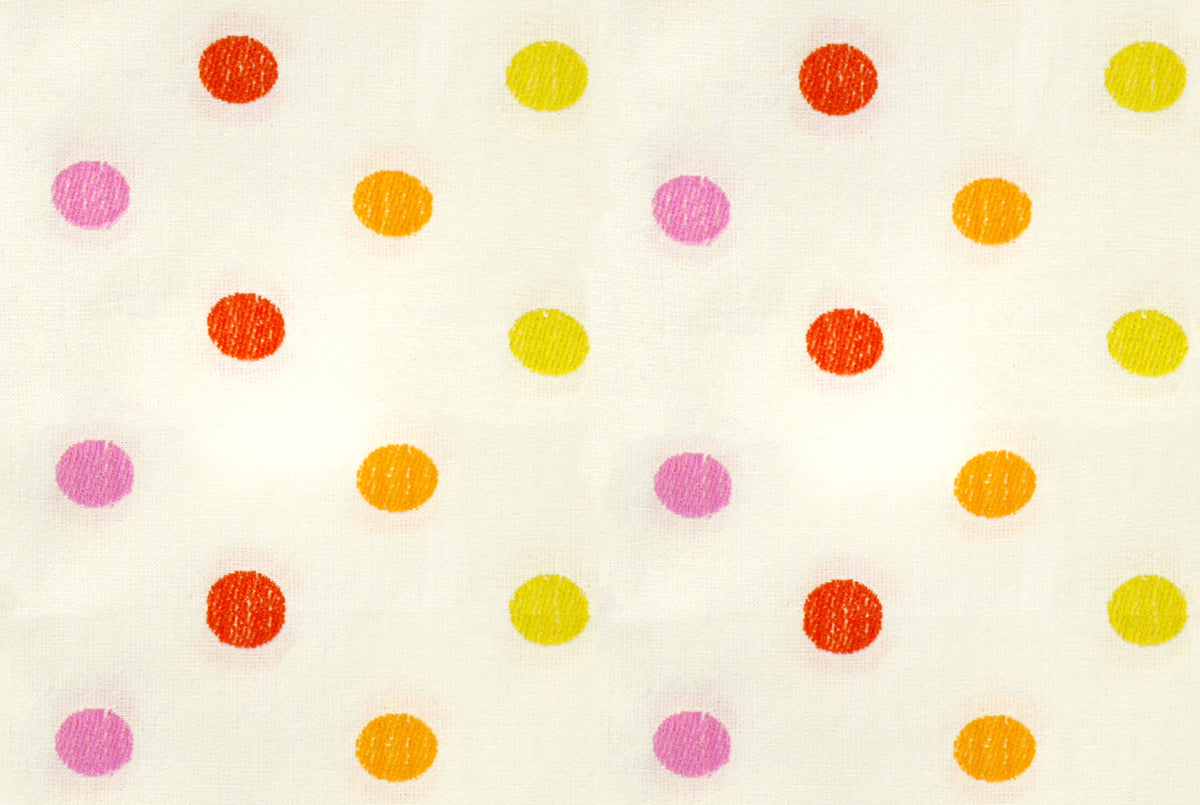 Ruby Star Society Warp and Weft Daisy Days yarn-dyed woven cotton swatch, Candy Dots in Multi (RS4184-11), multicolor candy dots on cream