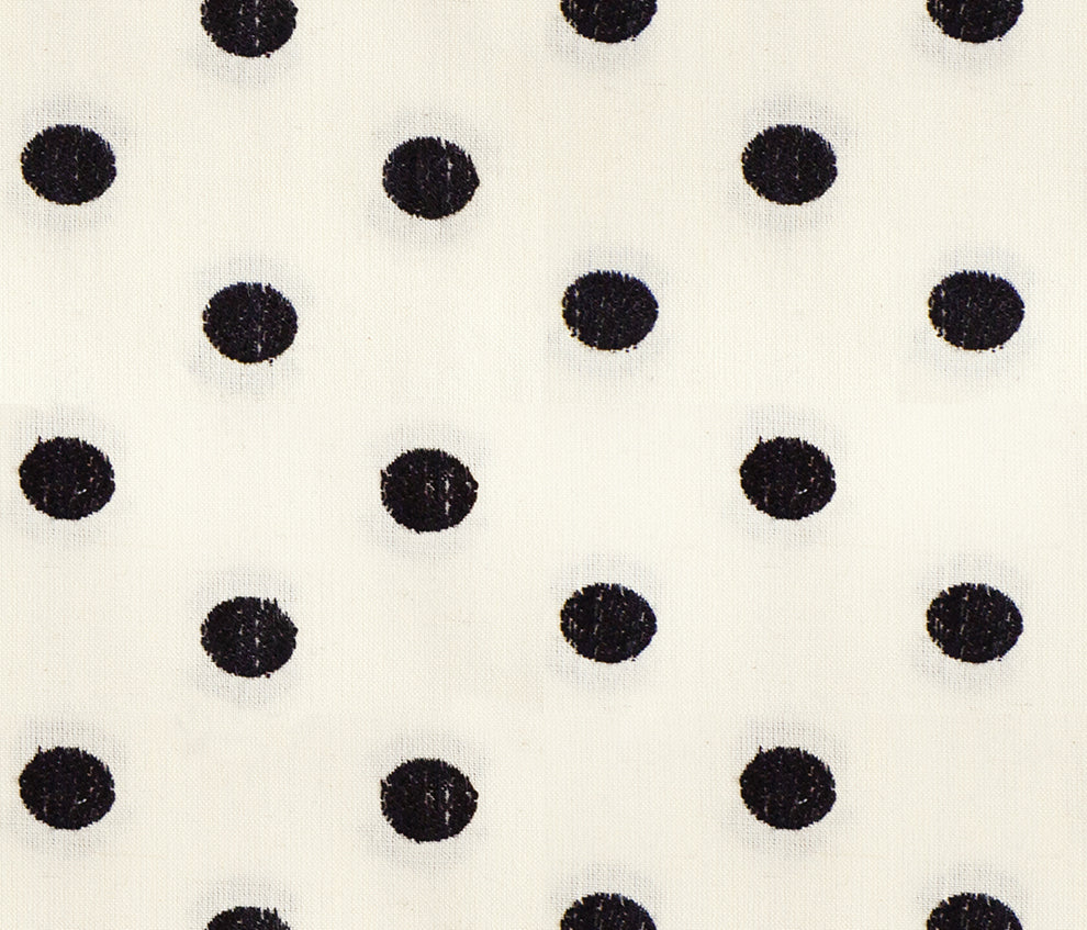 Ruby Star Society Warp and Weft Daisy Days yarn-dyed woven cotton swatch, Candy Dots in Black (RS4184-12), black dots on cream