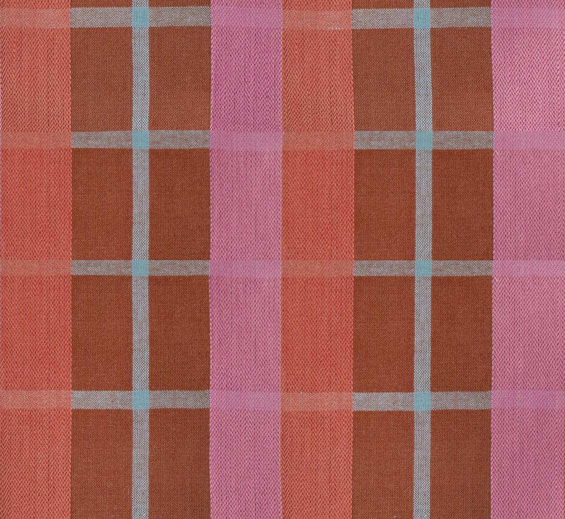 Ruby Star Society Warp and Weft Daisy Days yarn-dyed woven cotton swatch, In Line in Cayenne (RS4188-11), red and pink plaid