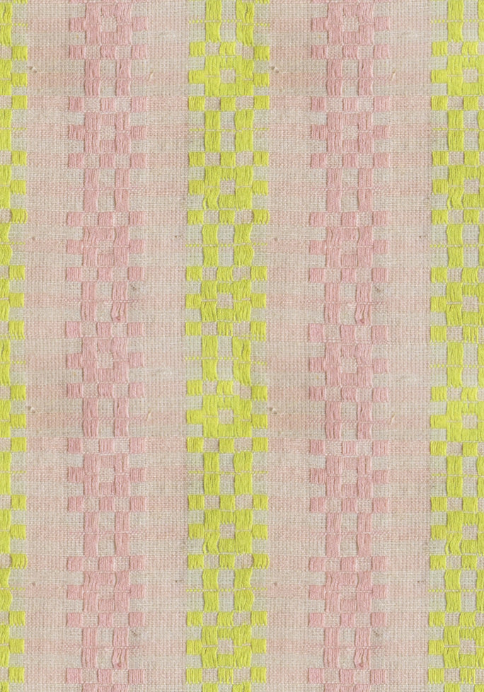 Ruby Star Society Lofi Loom yarn-dyed woven cotton swatch (RS1137-11), pink and green stripe, for quilting and apparel