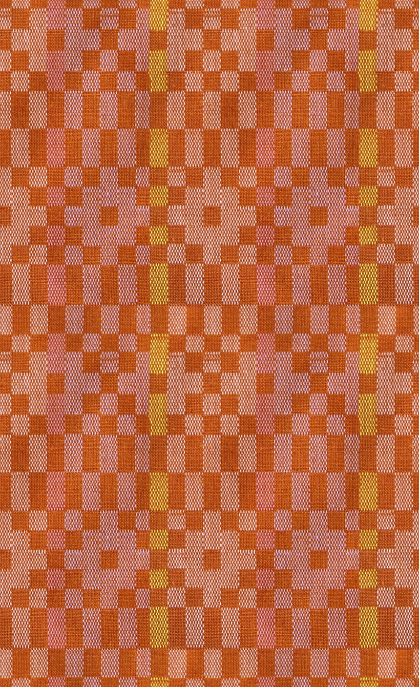 Ruby Star Society Lofi Loom yarn-dyed woven cotton swatch (RS1138-13), rust and orange check, for quilting and apparel