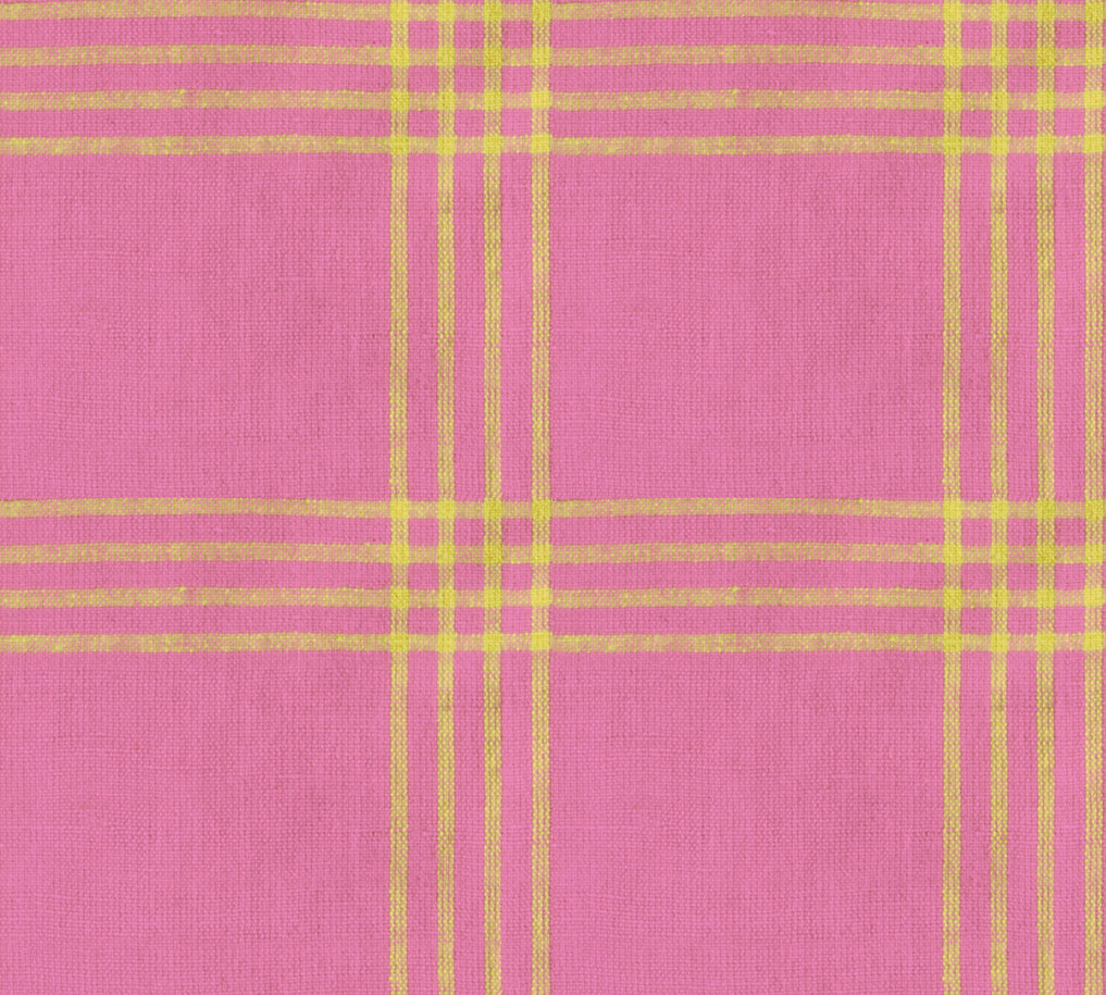 Ruby Star Society Lofi Loom yarn-dyed woven cotton swatch (RS1141-12), pink and yellow plaid, for quilting and apparel