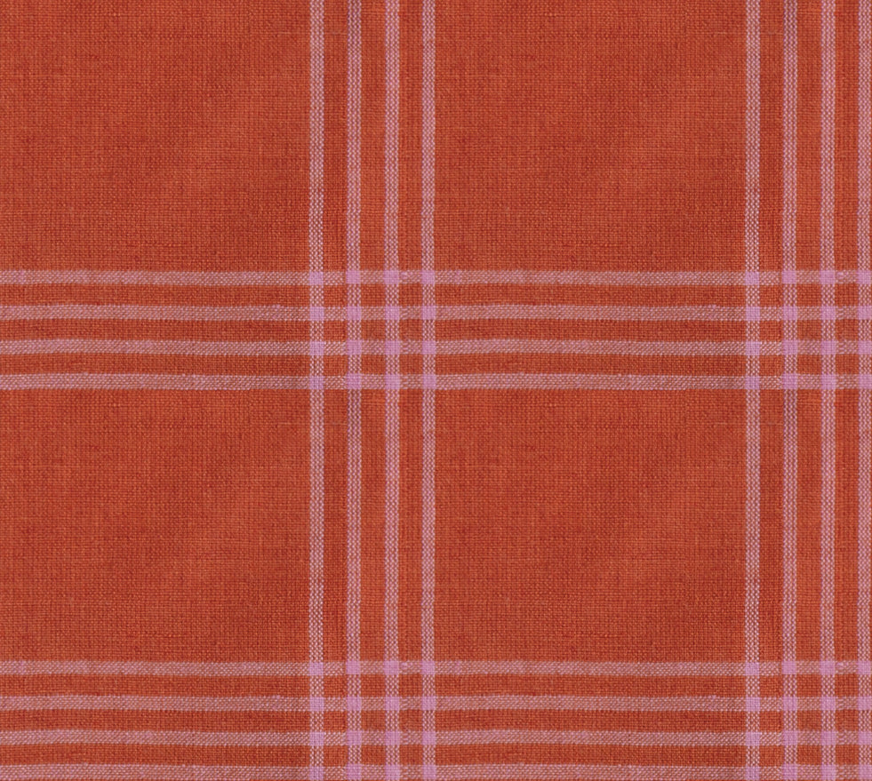 Ruby Star Society Lofi Loom yarn-dyed woven cotton swatch (RS1141-13), rust and pink plaid, for quilting and apparel