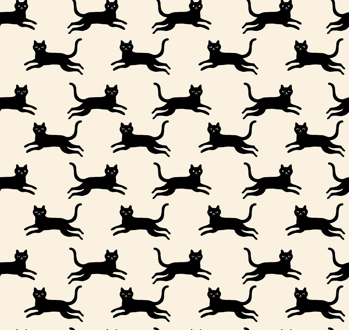Ruby Star Society Oops All Cats quilting cotton swatch (RS2150-16) with black leaping cats on cream, a print in the precut layer cake and charm pack