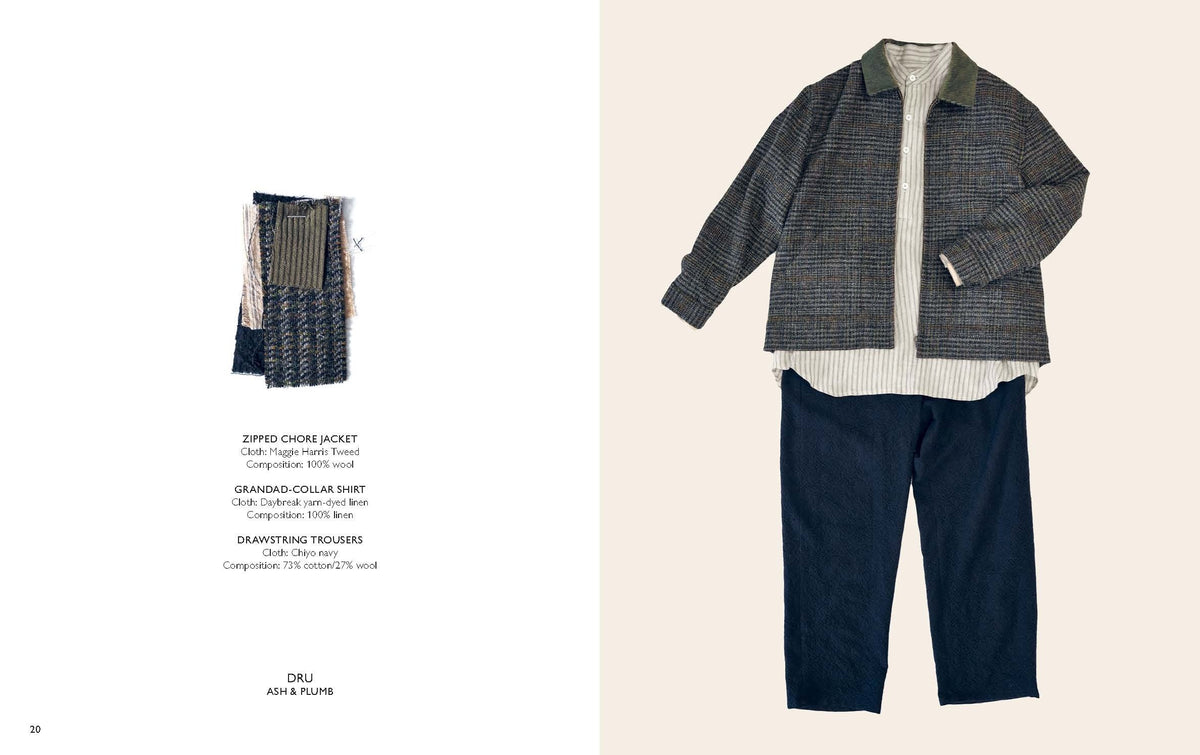 Merchant & Mills Workwear book page with a jacket and trousers outfit