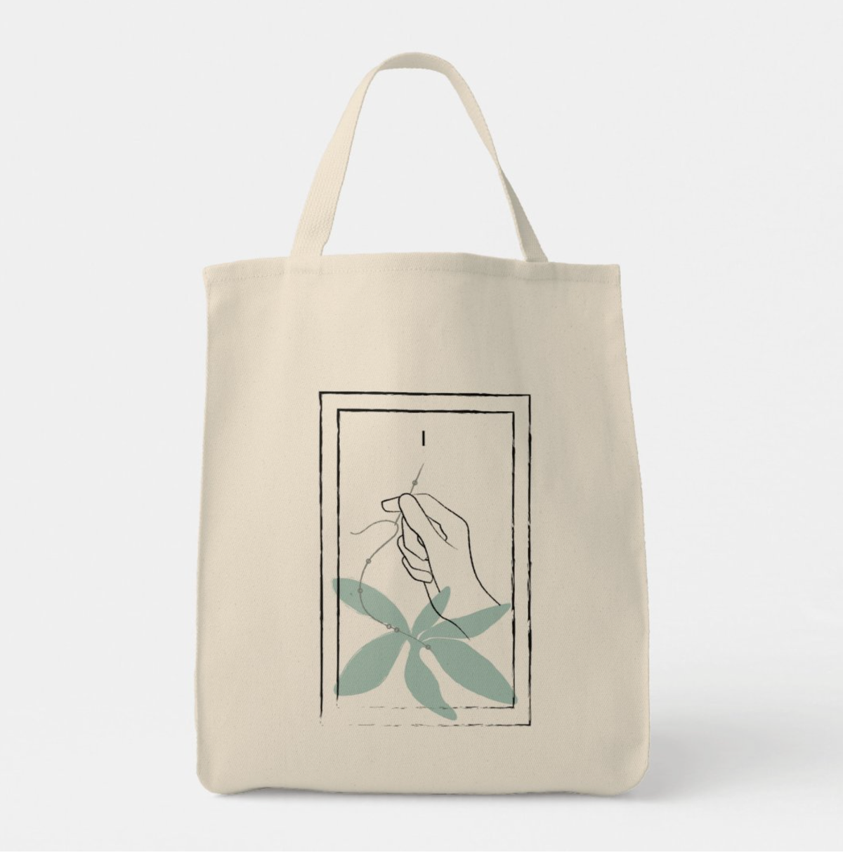 Sophie Hines The Magician tarot patch embroidery pattern stitched onto a natural canvas tote bag