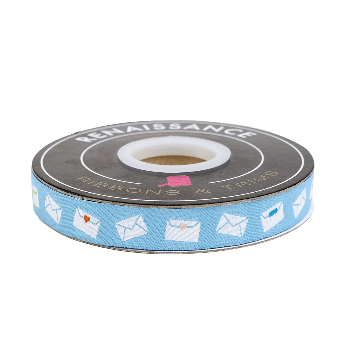 Renaissance Ribbons Envelopes in Sky ribbon on its spool