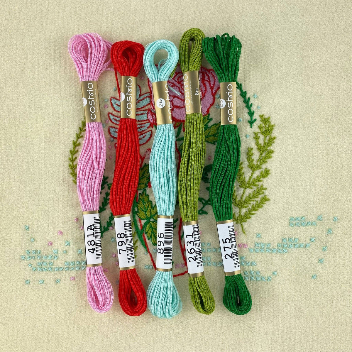 Keller Design Co. Hello From Rose City embroidery kit, embroidery floss colors