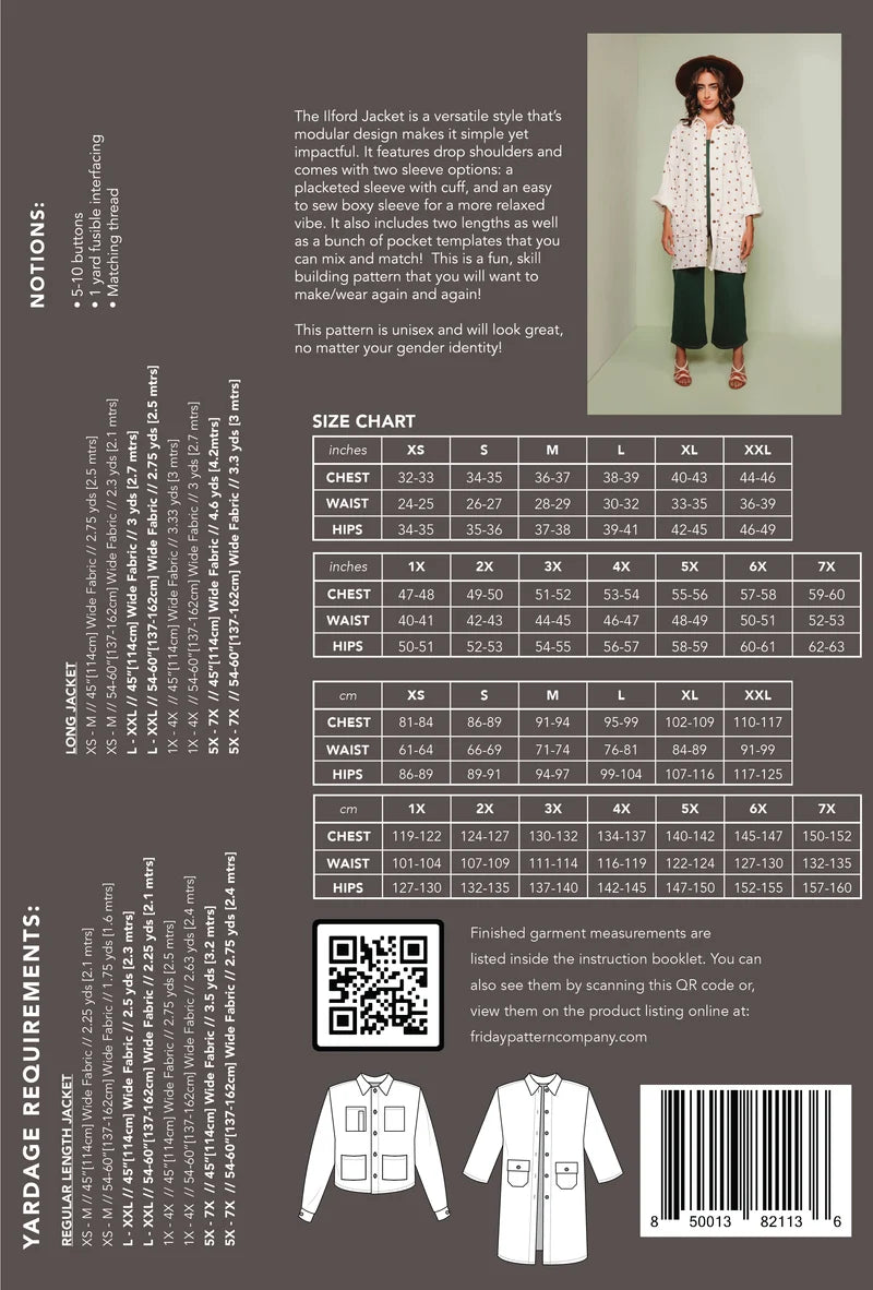 The Ilford Jacket - XS - 7X - Friday Pattern Co - Printed Pattern