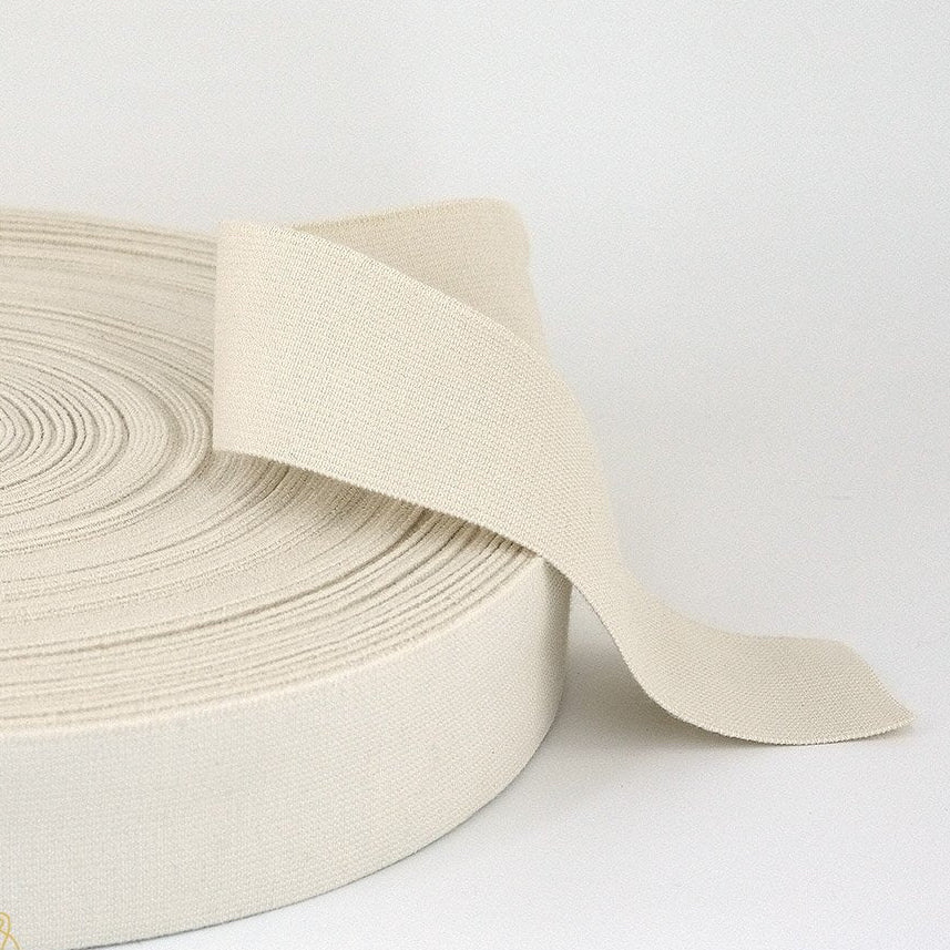 50 mm ecru lightweight sanforized elastic, supplier detail photo