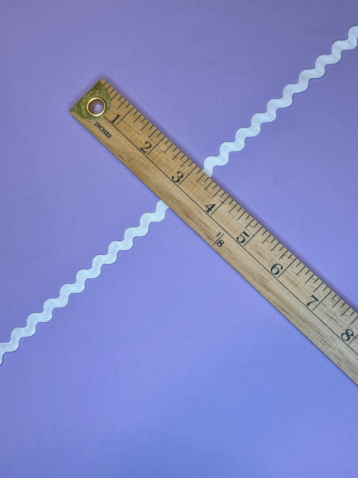White 10 mm Tencel Lyocell ric rac with ruler