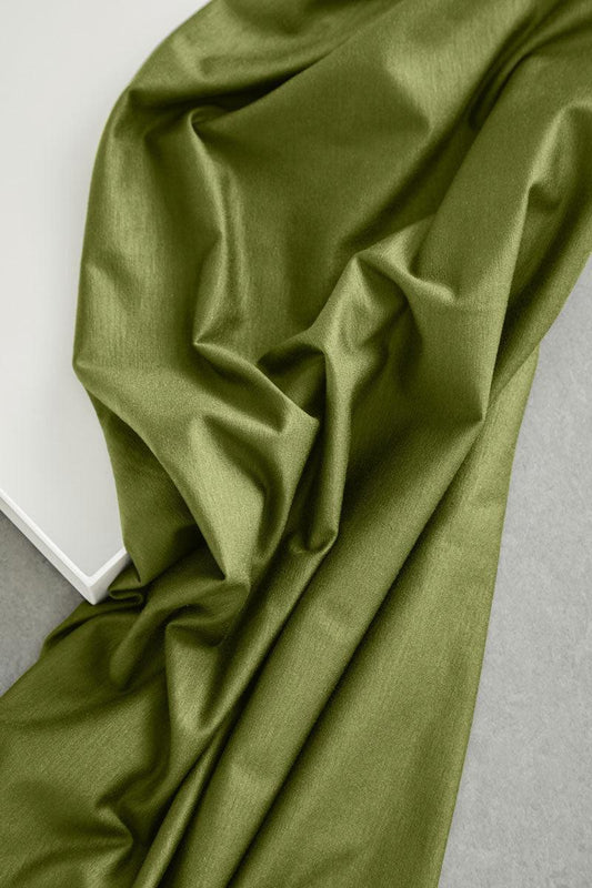 24/7 Stretch Lyocell Jersey in Tea Green, olive knit dressmaking fabric by the half yard