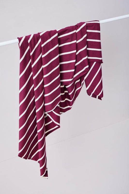 meetMILK Nova Stripe jersey in Cherry/Shell, red and cream striped cotton modal knit