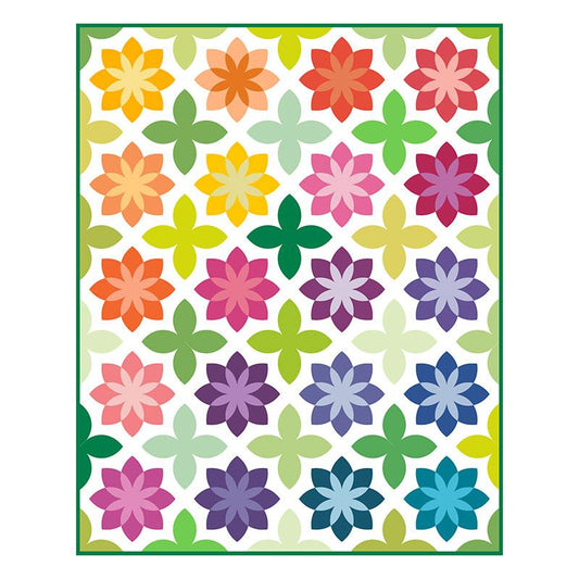 Paper Pieces Star Blossom acrylic template set, 3/8 inch seam allowance, shown with a finished star quilt