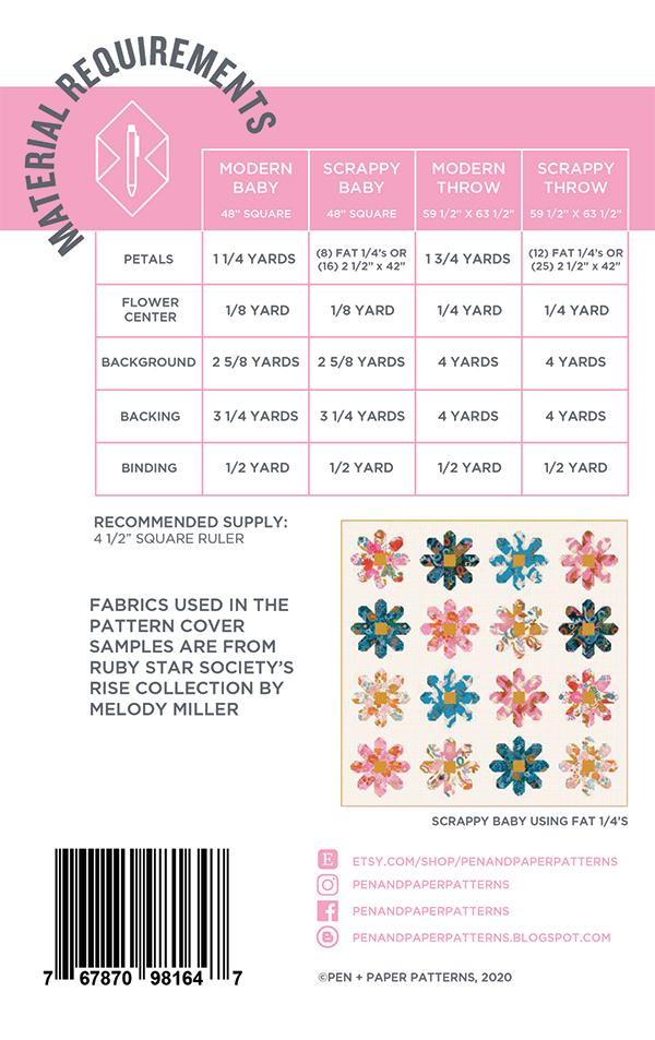 Pen + Paper Patterns Fresh as a Daisy quilt pattern cover with a daisy quilt