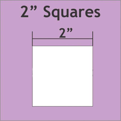 Paper Pieces 2 inch squares, 50 pack of English paper piecing papers, size diagram
